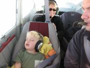 Sleepy kid in Cessna 182